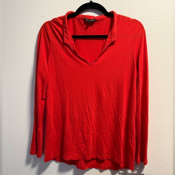 Massimo Dutti - Red V-Neck collared Women's Top - size Medium - Picture 1 of 4
